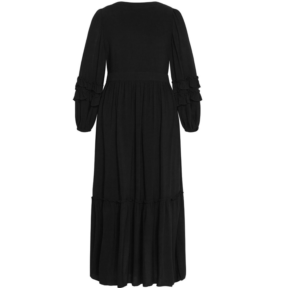 CITY CHIC women’s Plus Size Black V-Neck Long Sleeve Maxi Dress - Picture 4 of 9